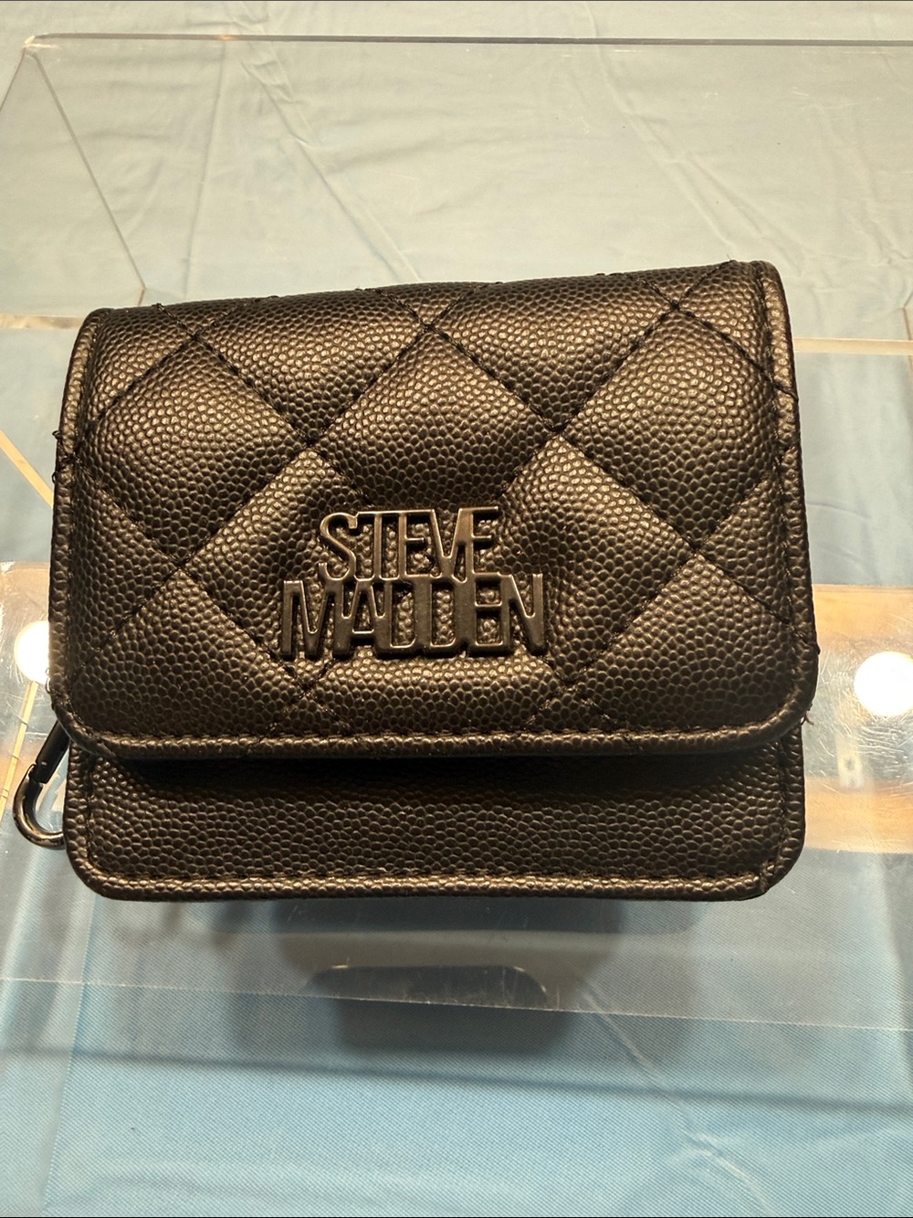 Steve Madden Black Quilted Mini card wallet NWOT
